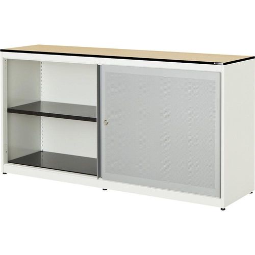 4250633332221 - mauser Schiebetürenschrank akustisch wirksam Vollkernplatte HxBxT 818 x 1600 x 432 mm 2 x 1 Fachboden reinweiß weißaluminium Ahorn 4250633332221 - mauser Schiebetürenschrank akustisch wirksam Vollkernplatte HxBxT 818 x 1600 x 432 mm 2 x 1 Fachboden reinweiß weißaluminium Ahorn