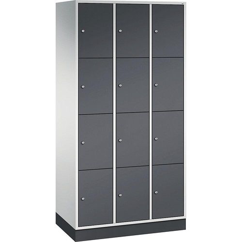 4055404440743 - INTRO Stahl-Schließfachschrank Fachhöhe 435 mm BxT 920 x 500 mm 12 Fächer Korpus lichtgrau Türen schwarzgrau 4055404440743 - INTRO Stahl-Schließfachschrank Fachhöhe 435 mm BxT 920 x 500 mm 12 Fächer Korpus lichtgrau Türen schwarzgrau