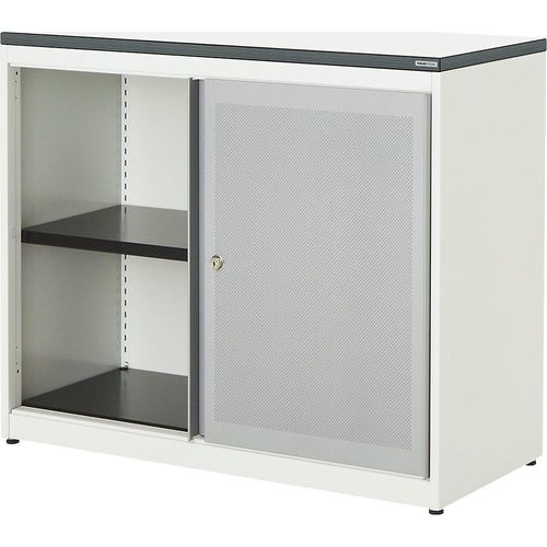 4250633331644 - mauser Schiebetürenschrank akustisch wirksam Kunststoffplatte HxBxT 830 x 1000 x 432 mm 1 Fachboden reinweiß   weißaluminium   weiß