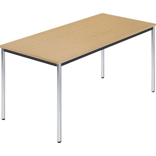 4250709203011 - Rechtecktisch Rundrohr verchromt BxT 1500 x 800 mm Buche natur 4250709203011 - Rechtecktisch Rundrohr verchromt BxT 1500 x 800 mm Buche natur