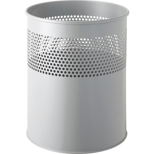 4012086010435 - helit Papierkorb the dot 15 Liter Runder Abfalleimer in besonders schönem Design mit Lochdekor Farbe mittelgrau 4012086010435 - helit Papierkorb the dot 15 Liter Runder Abfalleimer in besonders schönem Design mit Lochdekor Farbe mittelgrau