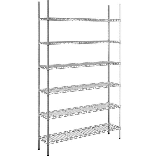 4061753091581 - Stahldraht-Gitterregal verchromt Fachlast 100 kg BxT 1220 x 360 mm Grundregal Höhe 2180 mm 6 Fachböden