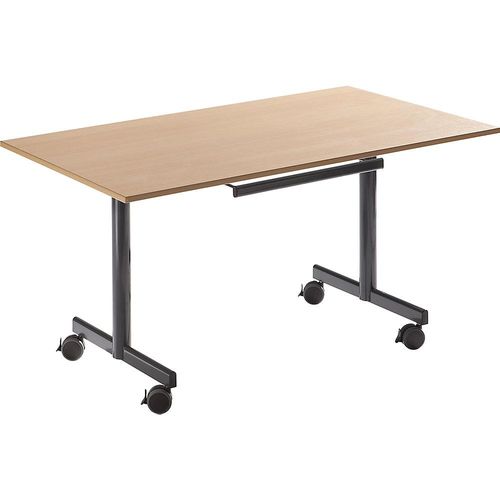 3700245512401 - Tisch mit abklappbarer Platte mobil HxBxT 720 x 1200 x 800 mm Buche-Dekor 3700245512401 - Tisch mit abklappbarer Platte mobil HxBxT 720 x 1200 x 800 mm Buche-Dekor