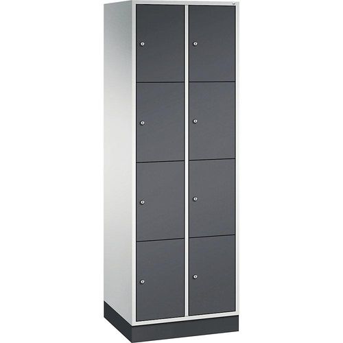 4025314699692 - INTRO Stahl-Schließfachschrank Fachhöhe 435 mm BxT 620 x 500 mm 8 Fächer Korpus lichtgrau Türen schwarzgrau