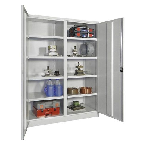 4055479003379 - Schwerlastschrank extrabreit Höhe x Breite x Tiefe 1950 x 1470 x 630 mm 8 Fachböden 1 Mitteltrennwand grau