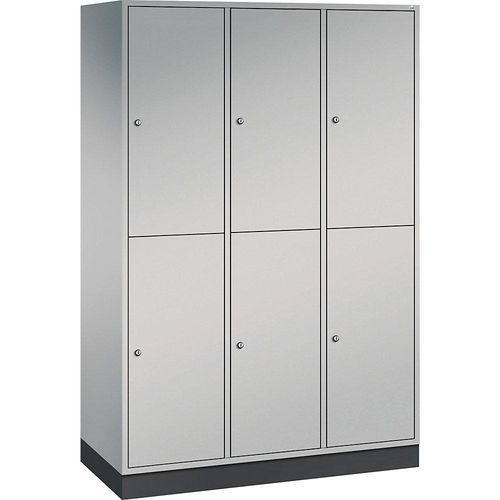 4061261154488 - INTRO doppelstöckiger Stahl-Garderobenschrank BxT 1220 x 500 mm 6 Fächer Korpus weißaluminium Türen weißaluminium 4061261154488 - INTRO doppelstöckiger Stahl-Garderobenschrank BxT 1220 x 500 mm 6 Fächer Korpus weißaluminium Türen weißaluminium