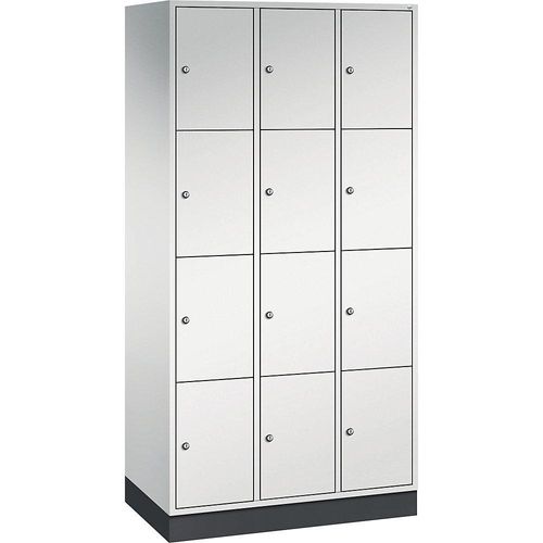 4025314701258 - INTRO Stahl-Schließfachschrank Fachhöhe 435 mm BxT 920 x 500 mm 12 Fächer Korpus lichtgrau Türen lichtgrau