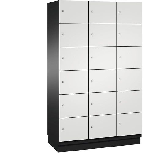 4059369472672 - CAMBIO Schließfachschrank mit Stahlblech-Türen 18 Fächer Breite 1200 mm Korpus schwarzgrau Tür lichtgrau 4059369472672 - CAMBIO Schließfachschrank mit Stahlblech-Türen 18 Fächer Breite 1200 mm Korpus schwarzgrau Tür lichtgrau