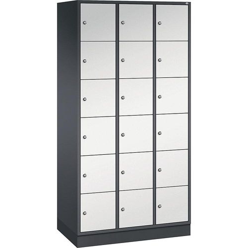 4061261146476 - INTRO Stahl-Schließfachschrank Fachhöhe 285 mm BxT 920 x 500 mm 18 Fächer Korpus schwarzgrau Türen lichtgrau 4061261146476 - INTRO Stahl-Schließfachschrank Fachhöhe 285 mm BxT 920 x 500 mm 18 Fächer Korpus schwarzgrau Türen lichtgrau
