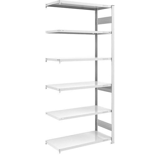 4250623791304 - Schwerlast-Steckregal grau beidseitig Regalhöhe 2500 mm 6 Böden Anbauregal BxT 1000 x 600 mm hofe