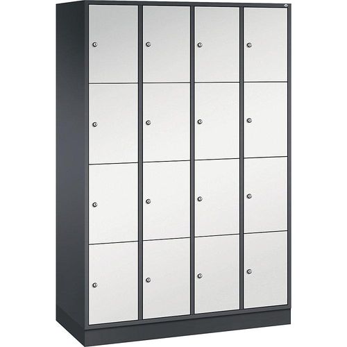 4025314703399 - INTRO Stahl-Schließfachschrank Fachhöhe 435 mm BxT 1220 x 500 mm 16 Fächer Korpus schwarzgrau Türen lichtgrau 4025314703399 - INTRO Stahl-Schließfachschrank Fachhöhe 435 mm BxT 1220 x 500 mm 16 Fächer Korpus schwarzgrau Türen lichtgrau