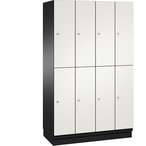 4060061199804 - CAMBIO Fächerschrank mit Stahlblech-Türen und Garderobenstange 8 Fächer Breite 1200 mm Korpus schwarzgrau   Tür weiß