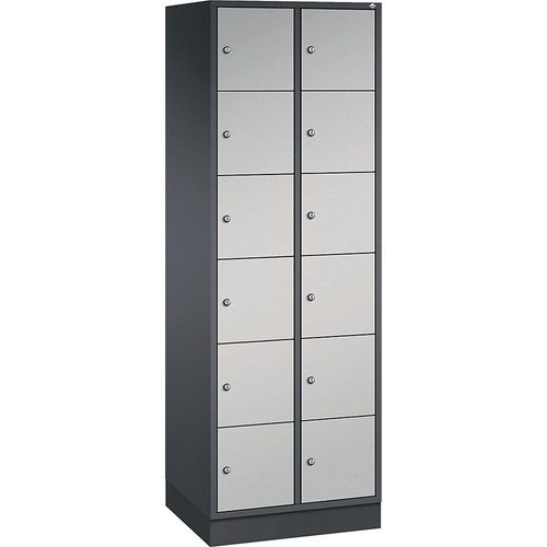 4025314726879 - INTRO Stahl-Schließfachschrank Fachhöhe 285 mm BxT 620 x 500 mm 12 Fächer Korpus schwarzgrau Türen weißaluminium 4025314726879 - INTRO Stahl-Schließfachschrank Fachhöhe 285 mm BxT 620 x 500 mm 12 Fächer Korpus schwarzgrau Türen weißaluminium