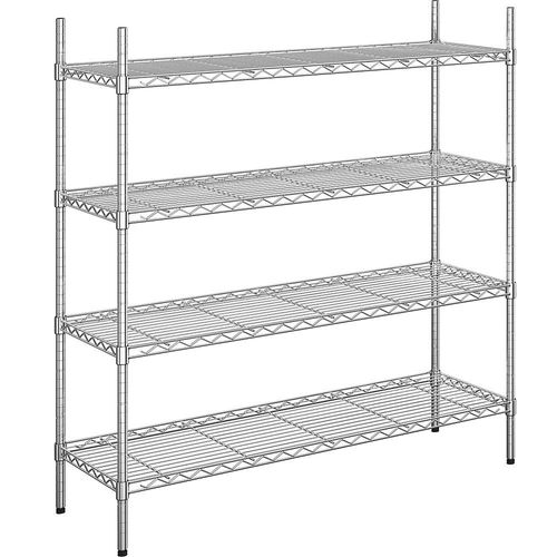 4260563728490 - Stahldraht-Gitterregal verchromt Fachlast 100 kg BxT 1220 x 460 mm Grundregal Höhe 1370 mm 4 Fachböden kaiserkraft