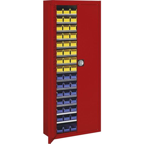 4250633315026 - mauser Magazinschrank HxBxT 1740 x 680 x 280 mm mit Sichtlagerkästen einfarbig rot 90 Kästen