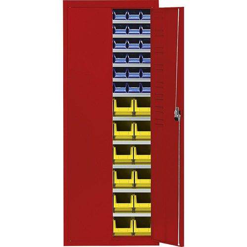 4250633315637 - mauser Magazinschrank HxBxT 1740 x 680 x 280 mm mit Sichtlagerkästen einfarbig rot 60 Kästen 4250633315637 - mauser Magazinschrank HxBxT 1740 x 680 x 280 mm mit Sichtlagerkästen einfarbig rot 60 Kästen
