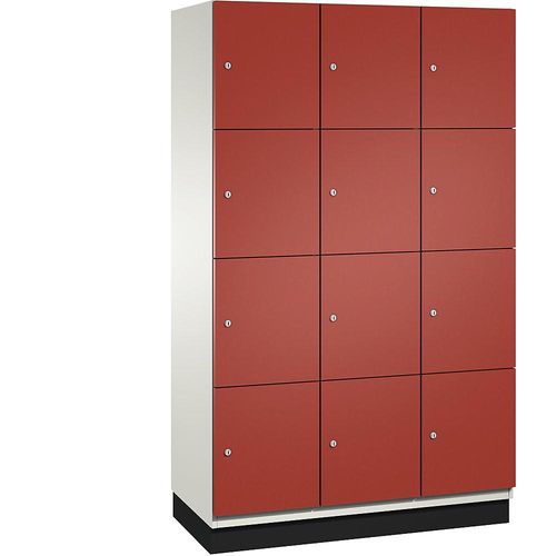 4059369463939 - CAMBIO Schließfachschrank mit Stahlblech-Türen 12 Fächer Breite 1200 mm Korpus reinweiß Tür feuerrot Fachhöhe 4625 mm 4059369463939 - CAMBIO Schließfachschrank mit Stahlblech-Türen 12 Fächer Breite 1200 mm Korpus reinweiß Tür feuerrot Fachhöhe 4625 mm