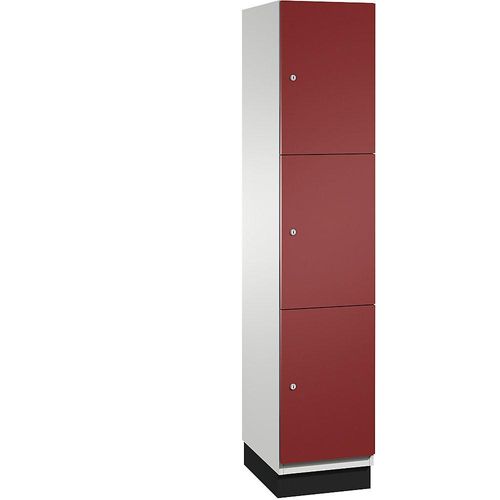 4059369454654 - CAMBIO Schließfachschrank mit Stahlblech-Türen 3 Fächer Breite 400 mm Korpus lichtgrau Tür rubinrot 4059369454654 - CAMBIO Schließfachschrank mit Stahlblech-Türen 3 Fächer Breite 400 mm Korpus lichtgrau Tür rubinrot