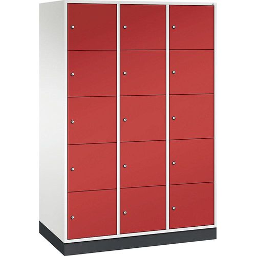 4061261151883 - INTRO Stahl-Schließfachschrank Fachhöhe 345 mm BxT 1220 x 600 mm 15 Fächer Korpus reinweiß Türen feuerrot 4061261151883 - INTRO Stahl-Schließfachschrank Fachhöhe 345 mm BxT 1220 x 600 mm 15 Fächer Korpus reinweiß Türen feuerrot
