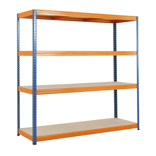 4061753092250 - Steckregal blau   orange Feldlast 1200 kg HxBxT 1780 x 1800 x 600 mm 4 Spanplattenböden