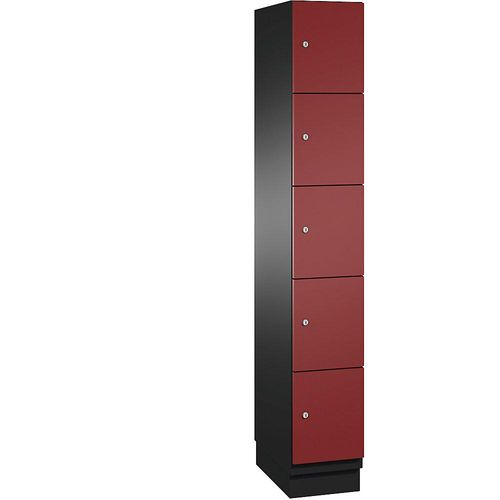 4059369465193 - CAMBIO Schließfachschrank mit Stahlblech-Türen 5 Fächer Breite 300 mm Korpus schwarzgrau Tür rubinrot 4059369465193 - CAMBIO Schließfachschrank mit Stahlblech-Türen 5 Fächer Breite 300 mm Korpus schwarzgrau Tür rubinrot