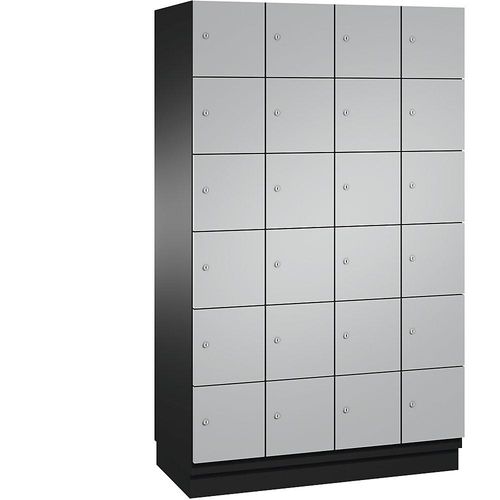 4059369469887 - CAMBIO Schließfachschrank mit Stahlblech-Türen 24 Fächer Breite 1200 mm Korpus schwarzgrau Tür weißaluminium 4059369469887 - CAMBIO Schließfachschrank mit Stahlblech-Türen 24 Fächer Breite 1200 mm Korpus schwarzgrau Tür weißaluminium