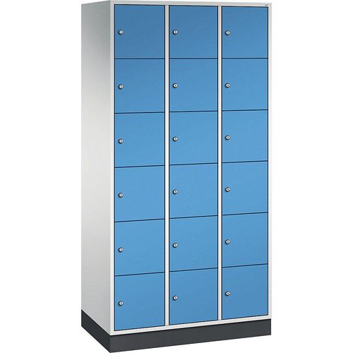 4025314727227 - INTRO Stahl-Schließfachschrank Fachhöhe 285 mm BxT 920 x 500 mm 18 Fächer Korpus lichtgrau Türen lichtblau 4025314727227 - INTRO Stahl-Schließfachschrank Fachhöhe 285 mm BxT 920 x 500 mm 18 Fächer Korpus lichtgrau Türen lichtblau