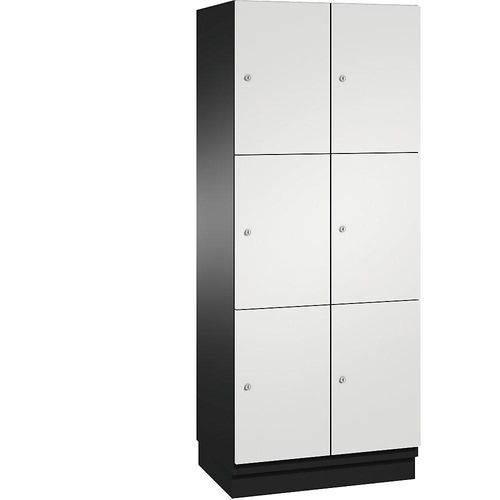 4059369455941 - CAMBIO Schließfachschrank mit Stahlblech-Türen 6 Fächer Breite 800 mm Korpus schwarzgrau   Tür lichtgrau