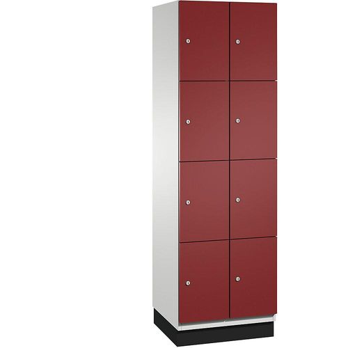 4059369458720 - CAMBIO Schließfachschrank mit Stahlblech-Türen 8 Fächer Breite 600 mm Korpus lichtgrau Tür rubinrot 4059369458720 - CAMBIO Schließfachschrank mit Stahlblech-Türen 8 Fächer Breite 600 mm Korpus lichtgrau Tür rubinrot