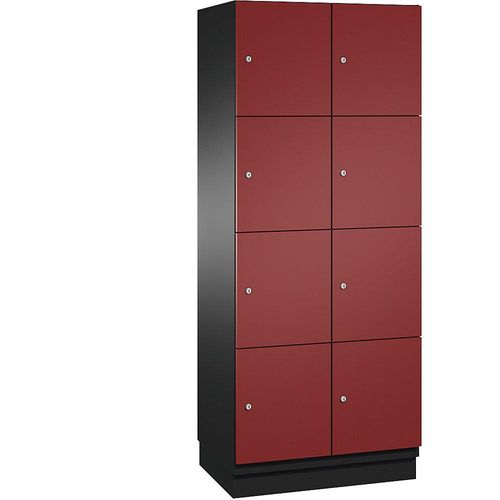 4059369459222 - CAMBIO Schließfachschrank mit Stahlblech-Türen 8 Fächer Breite 800 mm Korpus schwarzgrau Tür rubinrot 4059369459222 - CAMBIO Schließfachschrank mit Stahlblech-Türen 8 Fächer Breite 800 mm Korpus schwarzgrau Tür rubinrot