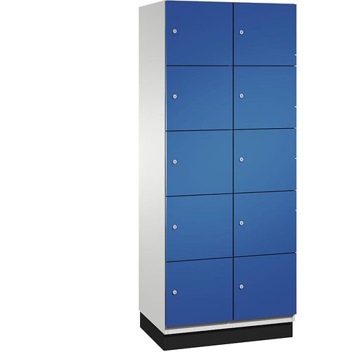 4059369443375 - CAMBIO Schließfachschrank mit Stahlblech-Türen 10 Fächer Breite 800 mm Korpus lichtgrau   Tür enzianblau