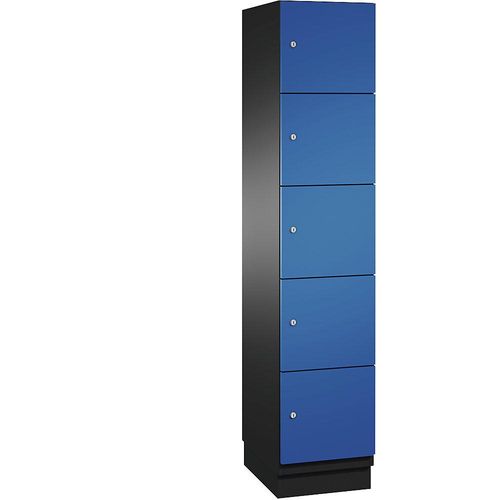 4059369465759 - CAMBIO Schließfachschrank mit Stahlblech-Türen 5 Fächer Breite 400 mm Korpus schwarzgrau Tür enzianblau 4059369465759 - CAMBIO Schließfachschrank mit Stahlblech-Türen 5 Fächer Breite 400 mm Korpus schwarzgrau Tür enzianblau