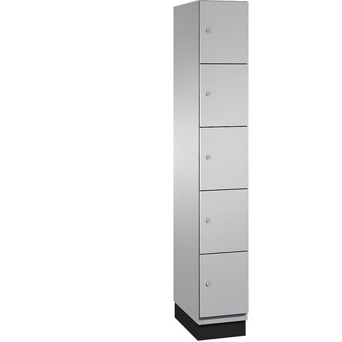 4059369464929 - CAMBIO Schließfachschrank mit Stahlblech-Türen 5 Fächer Breite 300 mm Korpus weißaluminium   Tür weißaluminium