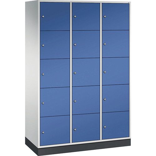 4025314715668 - INTRO Stahl-Schließfachschrank Fachhöhe 345 mm BxT 1220 x 500 mm 15 Fächer Korpus lichtgrau Türen enzianblau 4025314715668 - INTRO Stahl-Schließfachschrank Fachhöhe 345 mm BxT 1220 x 500 mm 15 Fächer Korpus lichtgrau Türen enzianblau
