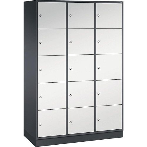 4061261151678 - INTRO Stahl-Schließfachschrank Fachhöhe 345 mm BxT 1220 x 500 mm 15 Fächer Korpus schwarzgrau Türen lichtgrau 4061261151678 - INTRO Stahl-Schließfachschrank Fachhöhe 345 mm BxT 1220 x 500 mm 15 Fächer Korpus schwarzgrau Türen lichtgrau
