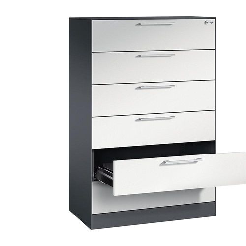 4059096854345 - Karteischrank ASISTO Höhe 1292 mm mit 6 Schüben DIN A5 quer schwarzgrau lichtgrau 4059096854345 - Karteischrank ASISTO Höhe 1292 mm mit 6 Schüben DIN A5 quer schwarzgrau lichtgrau