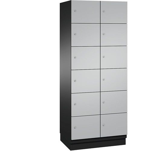 4059369472214 - CAMBIO Schließfachschrank mit Stahlblech-Türen 12 Fächer Breite 800 mm Korpus schwarzgrau Tür weißaluminium 4059369472214 - CAMBIO Schließfachschrank mit Stahlblech-Türen 12 Fächer Breite 800 mm Korpus schwarzgrau Tür weißaluminium
