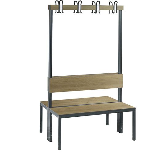 4063332799178 - Garderobenbank Basic Plus 2-seitig Rückenlehne ohne Schuhrost Fußgestell schwarzgrau RAL 7021 B 1000 mm Dekor Eiche Ser 4063332799178 - Garderobenbank Basic Plus 2-seitig Rückenlehne ohne Schuhrost Fußgestell schwarzgrau RAL 7021 B 1000 mm Dekor Eiche Ser