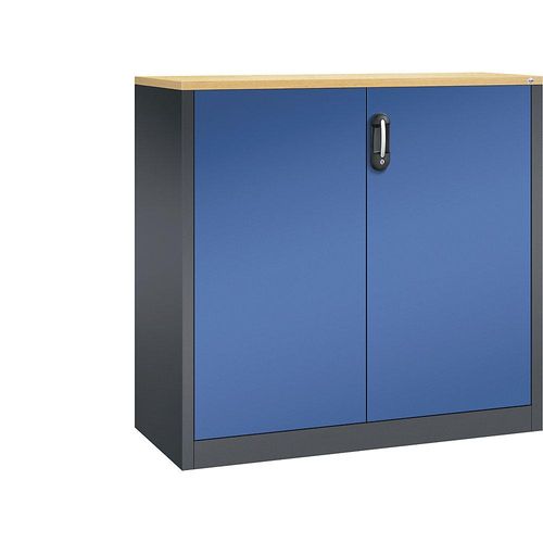 4060061363526 - ACURADO Akten-Sideboard 3 Ordnerhöhen HxBxT 1200 x 1200 x 500 mm schwarzgrau   enzianblau