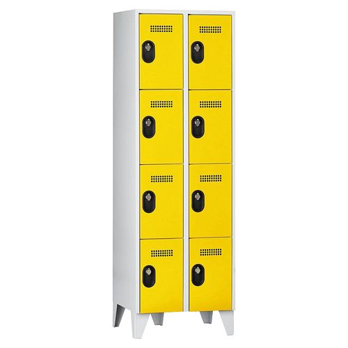 4250618238869 - Schließfachschrank Fachhöhe 450 mm HxBxT 1850 x 600 x 500 mm Abteilbreite 300 mm Korpus-   Türfarbe Lichtgrau   Zinkgelb