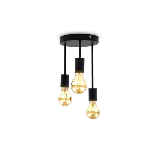 4057722007059 - Bklicht - Deckenleuchte Retro Matt Schwarz Metall Deckenlampe Vintage Loft 3x E27 Spot - 10 4057722007059 - Bklicht - Deckenleuchte Retro Matt Schwarz Metall Deckenlampe Vintage Loft 3x E27 Spot - 10