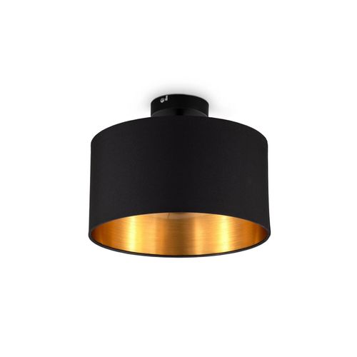 4057722006670 - Bklicht - Deckenleuchte schwarz gold Stoffschirm E27 30cm Schlafzimmer-Lampe Wohnzimmer - 10