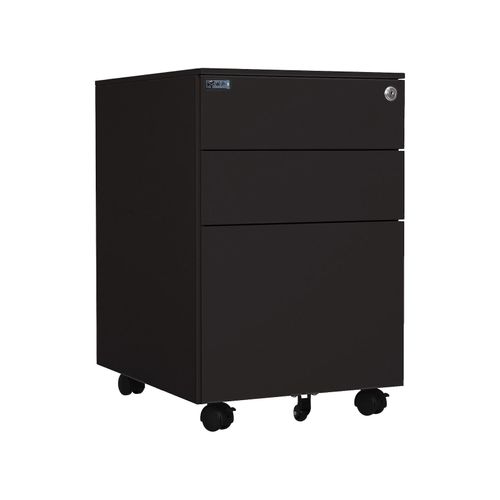 4260595754597 - Makika - Rollcontainer abschließbar mit Schubladen und Rollen 60x39x50cm in Schwarz