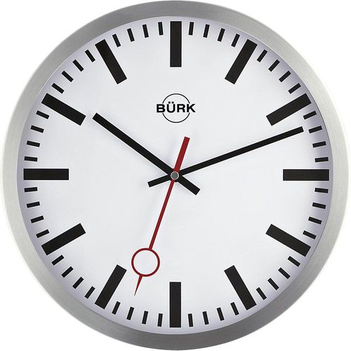 4030275000418 - Wanduhr aus geschliffenem Aluminium Funkuhrwerk Ø 300 mm Zifferblatt weiß kaiserkraft