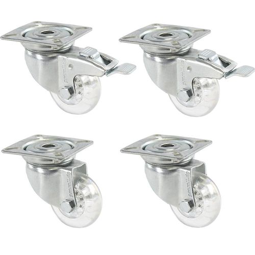 4251260118325 - Set aus Designrollen mit PVC-Reifen 4 Lenkrollen davon 2 mit Doppelstopp mit Montageplatte Rad-Ø x Breite 50 x 22 mm Proroll