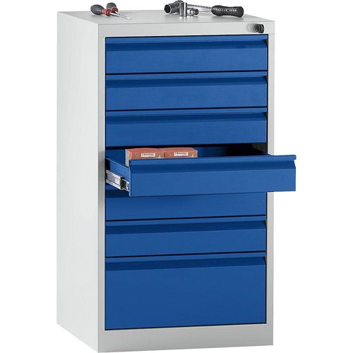 4061753003614 - eurokraft basic Schubladenschrank Stahl HxBxT 900 x 500 x 500 mm 7 Schubladen Schubladen enzianblau 4061753003614 - eurokraft basic Schubladenschrank Stahl HxBxT 900 x 500 x 500 mm 7 Schubladen Schubladen enzianblau