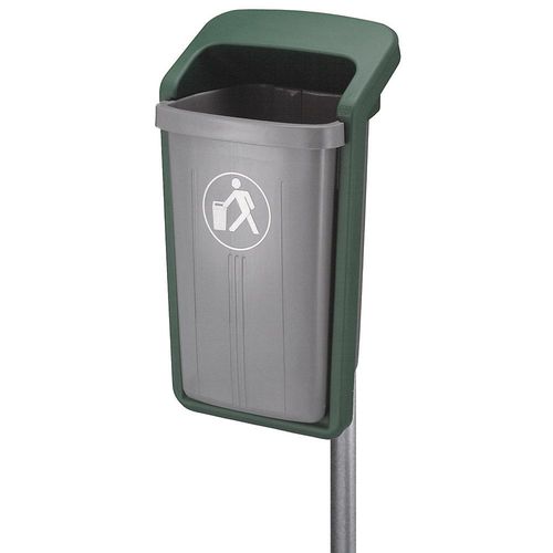 8713631015665 - Außen-Abfallbehälter Volumen 50 l BxHxT 460 x 845 x 390 mm grau grün