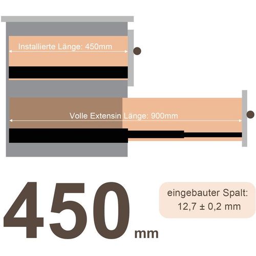 0726502711991 - Hengda - 10X Schubladenschienen Vollauszüge 450 mm Schubladen Führung kugelgelagert Tragkraft 35 Kg