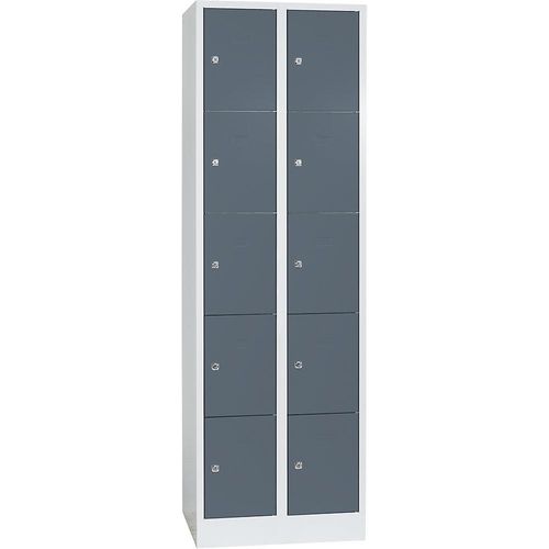 4250618215716 - 5er-Schließfachschrank Dresden 2 Abteile lichtgrau basaltgrau B 600 mm mit Bodensockel 4250618215716 - 5er-Schließfachschrank Dresden 2 Abteile lichtgrau basaltgrau B 600 mm mit Bodensockel