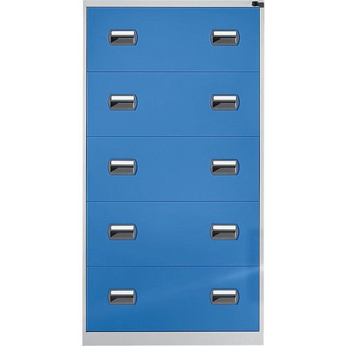 4061753005908 - eurokraft basic Hängeregistraturschrank 2-bahnig 5 Schübe lichtgrau   lichtblau